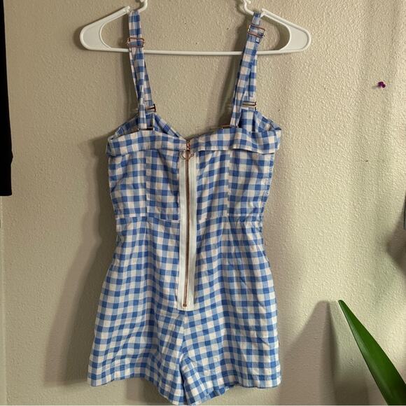 For Love and Lemons Dixie Gingham Bow Romper S - Picture 5 of 11